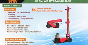 lot 16021 image: Starvox 80 Ton Air Hydraulic Jack  Qty 2  JB80T