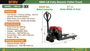 lot 16028 image: Starvox 6600LB Fully Electric Pallet Truck  CBD-30