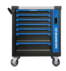 lot 101 image: IRONWORX TC7-254 7-Drawer Rolling Tool Cart w Tool Set BlueBlack