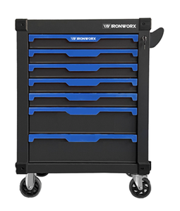 lot 112 image: IRONWORX TC7-421 7-Drawer Rolling Tool Cart w Complete Tool Set