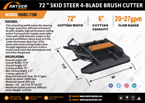 lot 914 image: Arteer 72 Skid Steer 4-Blade Brush Cutter  HDBC-72W