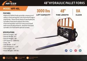 lot 922 image: Arteer 48 Hydraulic Pallet Fork  HPF-48L