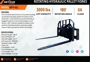 lot 923 image: Arteer Rotating Hydraulic Pallet Forks  RPT-42L