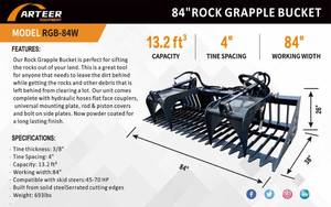 lot 927 image: Arteer 84 Skid Steer Rock Grapple Bucket  RGB-84W