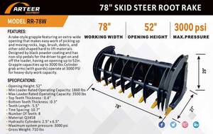 lot 944 image: Arteer 78 Skid Steer Root Rake  RR-78W