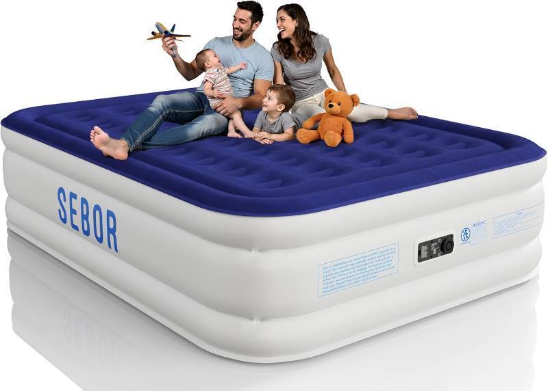 lot 10005 image: Sebor Queen Air Mattress with Built-in Pump, 18, Storage Bag