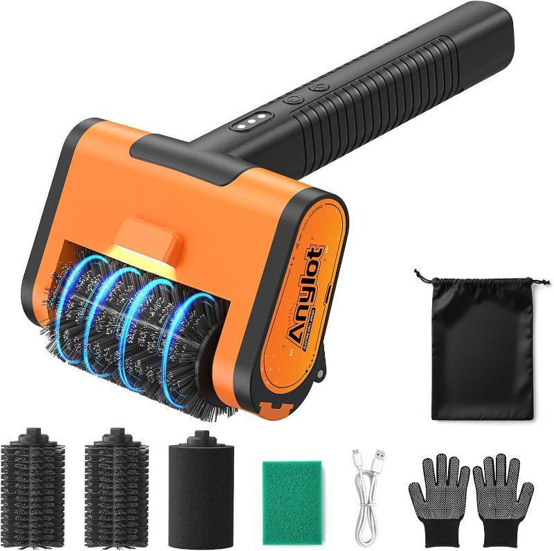 lot 7240 image: Grill Brush 1500RPM, 3 Speeds, Cordless BBQ Cleaner with LED Light, 4000mAh