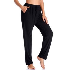 lot 5925 image: ASIMOON Womens Yoga Pants Soft Comfy Stretch Loose Straight Casual Athletic Pants Running Workout Lounge Pants with Pockets Black L