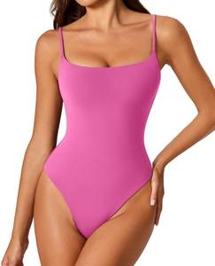 lot 5952 image: Avidlove Tank Top Bodysuit for Women Square Neck Double Lined Body Suits One Piece Thong Basic Summer Cami Tops L