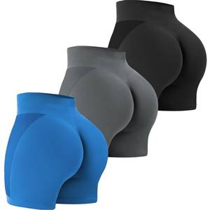 lot 5958 image: VVX 2 Piece Workout Shorts Womens Seamless High Waist Butt Lifting Scrunch Yoga Gym Shorts - BlackGray S