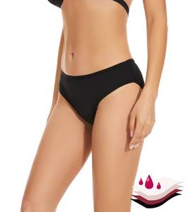 lot 5961 image: OVRUNS Period Swimwear Low Waist Bikini Menstrual Leakproof Swim Bottoms Waterproof UV 50 Light Flow for Teens Girls Women - Space Black XS