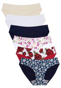 lot 5968 image: Wealurre Seamless Underwear Women Invisible Bikini No Show Nylon Spandex Panties(826L 1floral) - Large