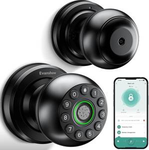 lot 3594 image: Smart Door Knob Fingerprint Lock 4-in-1 Keyless Entry Auto-Lock Black