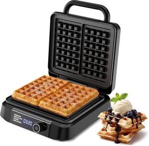 Waffle Maker 1400W Belgian, Dual Rectangular Waffle Iron, 7-Level Browning