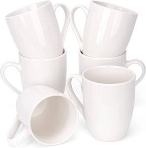 lot 3615 image: 6 Pack Ceramic Coffee Mugs Set, 12 OZ Porcelain, White