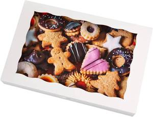 lot 3617 image: White Pastry Bakery Box 14x10x3in, PVC Window, Auto-Pop Takeout Box, Pack 15