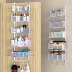 lot 3629 image: VyGrow Over-The-Door Organizer, Metal with 5 Adjustable Baskets, White