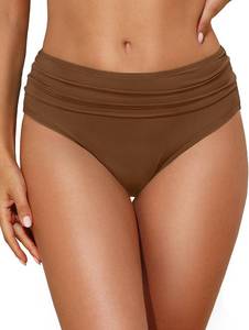 lot 3634 image: Women Mid Rise Bikini Bottoms Full Coverage Ruched Scrunch Swim Bottom 2026 Medium