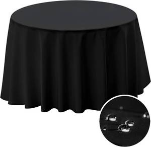 lot 3636 image: BYDOLL 60-Inch Round Tablecloth Fits Up to 50-Inch Diameter Black Polyester