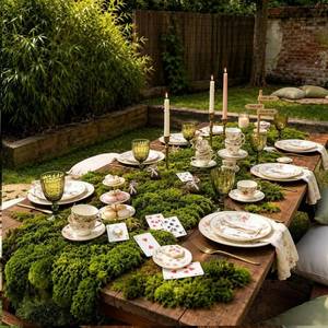 lot 3644 image: Fake Moss Table Runner Halloween Enchanted Artificial Forest Table Decor