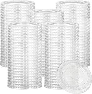 lot 3647 image: 200pcs PET Plastic Lids 98mm with Straw Slot for 12 24oz Cups, Transparent