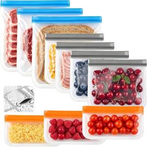 lot 3654 image: 10 Pack DualSeal Reusable Snack & Sandwich Bags, Dishwasher Safe BPA Free