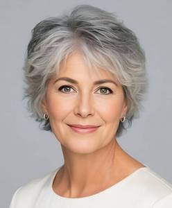 lot 3655 image: SEVENCOLORS Short Grey Wigs for White Women, Layered Silver Curly Wigs