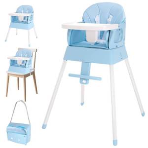 lot 3656 image: 4-in-1 Portable Baby High Chair for 6-36 Months, Foldable & Carry, Blue