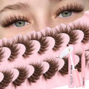 lot 3659 image: Losha Brown Lashes Kit Fluffy Eyelashes Cat Eye Lashes (FC03 Brown Kit)