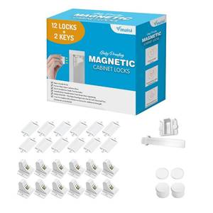 lot 3668 image: Vmaisi Adhesive Magnetic Cabinet Locks (12 Locks and 2 Keys)