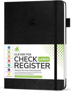 lot 3669 image: Clever Fox Check Register Book, Checkbook Ledger, 7x10 Black