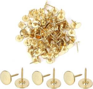 lot 3677 image: 100pcs Heavy-Duty Thumb Tacks, Flat Push Pins for Bulletin Board (Gold)
