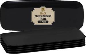lot 3679 image: R-kay 4 Pack Plastic Serving Trays - Black 17x6.5 in Rectangular