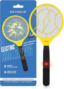 lot 3701 image: DEVOGUE Electric Fly Swatter - 2AA Battery Powered - 3-Layer Grid Bug Zapper