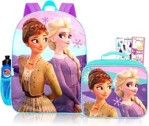 lot 3704 image: Disney Frozen Backpack with Lunchbox Set for Girls Bundle, More