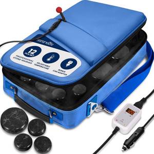 lot 3713 image: SereneLife Warmer Set - Electric Spa Kit with 6 Large & 6 Small Basalt Rocks