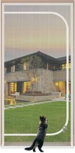 lot 3715 image: Reinforced Cat Screen Door, Fits 40x83 Openings, Thick Mesh with Zipper