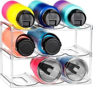lot 3722 image: Stackable Water Bottle Organizer Holder for Stanley Large Tumbler - 3-Tier