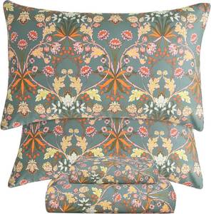 lot 3749 image: QSH Egyptian Cotton Floral Bed Sheets Queen Size 4pc Deep Pockets