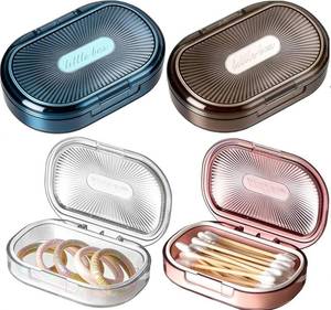 lot 3763 image: 4 Pcs Hair Tie Containers, Portable Cotton Swab Holder with Lid (4 Colors)