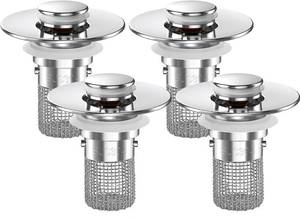 lot 3773 image: Bathroom Sink Drain Strainer (4pcs) Pop-up with Removable Stainless Basket