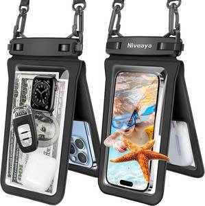 lot 3776 image: Niveaya IPX8 Waterproof Phone Pouch 8.3 2-Pack with Lanyard