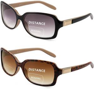 lot 3778 image: JM 2 Pack Bifocal Reading Glasses - Square Gradient Sunglasses 3.0