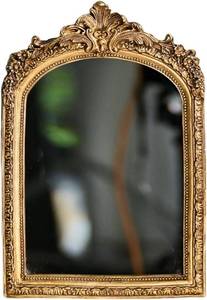lot 3788 image: TenFuju 11 x 9.5 in Gold Vintage Wall Mirror, Antique Gold Resin Baroque