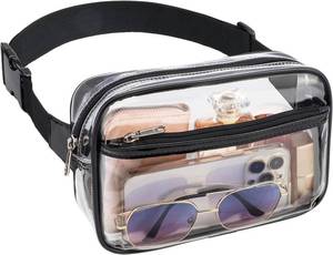 lot 3800 image: Veckle Clear Fanny Pack Stadium Approved - Waist Belt Bag for Women, Black