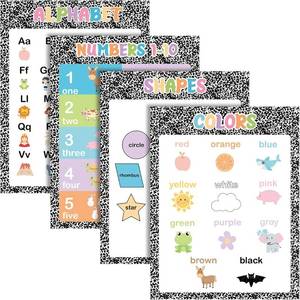 lot 3801 image: Eaasty 4 Pack Large Educational Alphabet & Number Posters 17x22 in Pastel