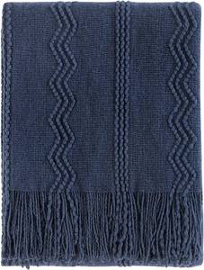 lot 3813 image: BOURINA Navy Throw Blanket 50x60 Inch Boho Knitted Soft Throw Sofa Blanket