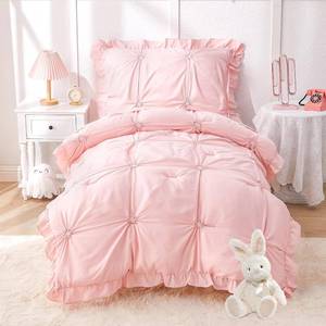 lot 3826 image: Princess Toddler Bedding Set, 4-Piece Ruffles Jacquard Embroidery, Pink