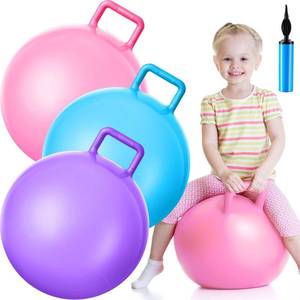 lot 3851 image: Lewtemi 3-Pcs 18-Inch Bouncing Balls with Handles Set (Pink, Blue, Purple)
