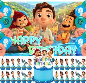 lot 3870 image: Luca Birthday Backdrop, Cartoon Luca Poster for Cartoon Theme Party